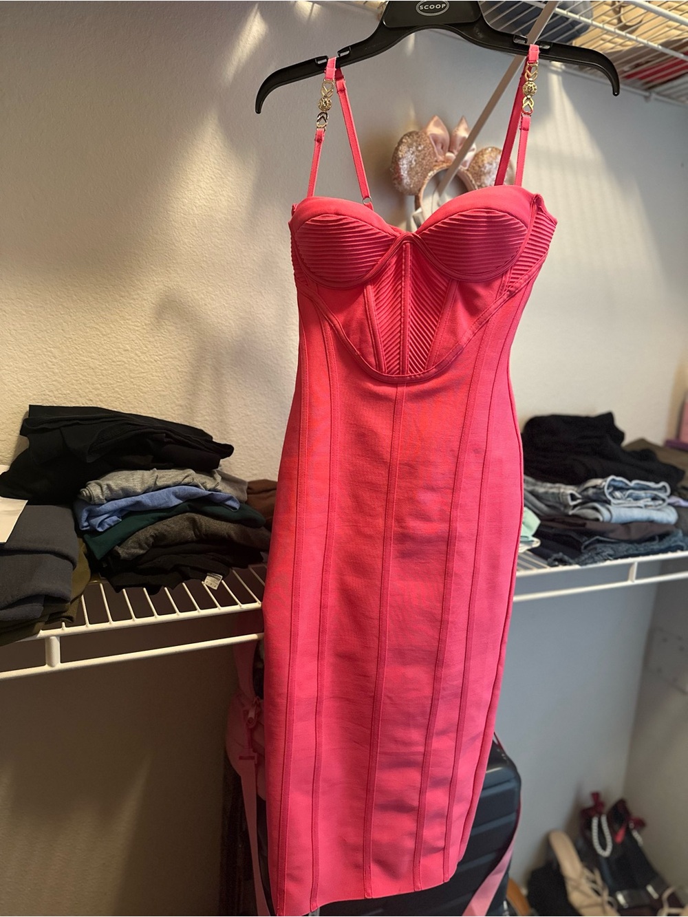 Fashion Nova Hot Pink Strappy Fitted Dress